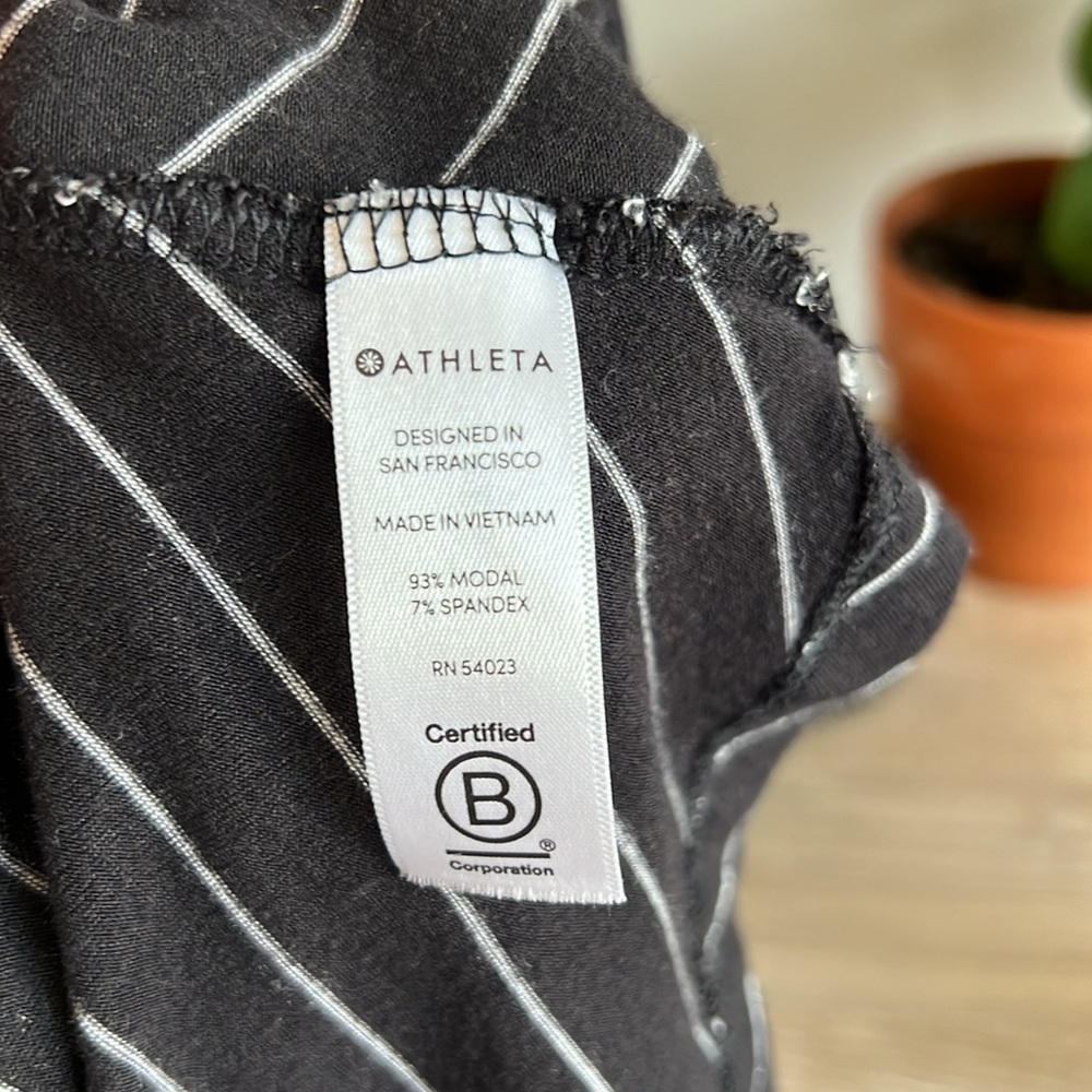 Athleta Santorini Striped Pinstripe Sleeveless Athletic Jersey Knit Dress, XS - Picture 6 of 7